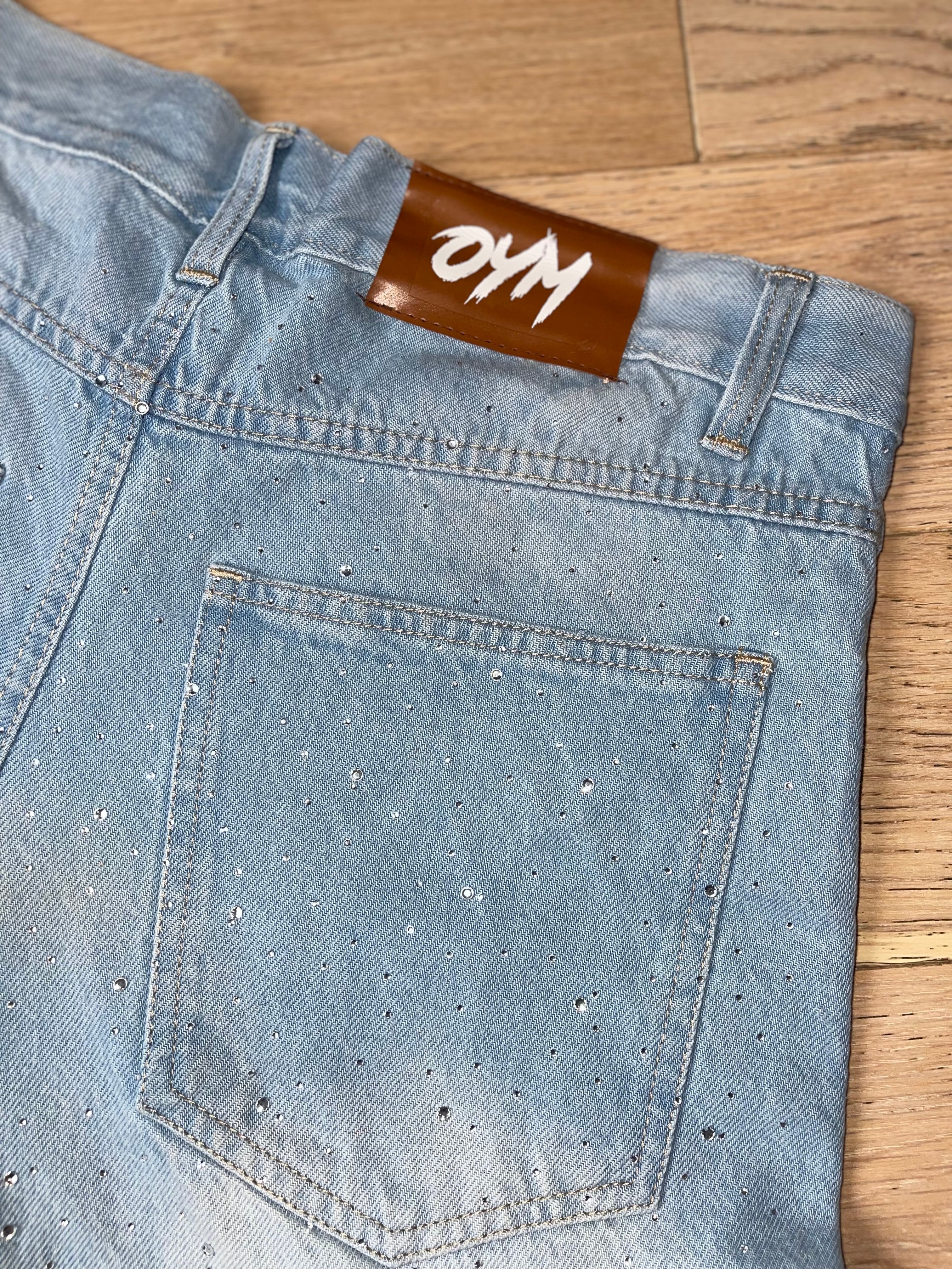 OnYaMelon Rhinestone Blue Jeans