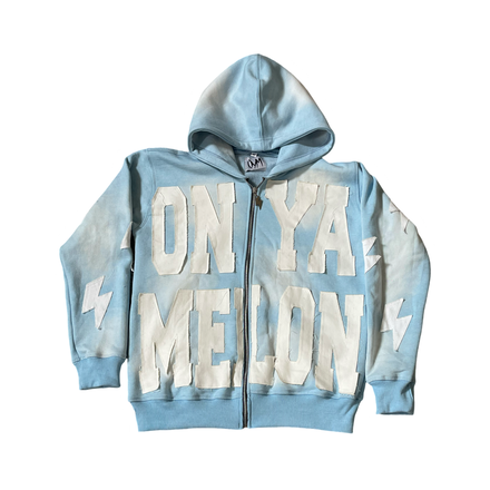 OnYaMelon AcidWash ZipUp Hoodie (Sky Blue)