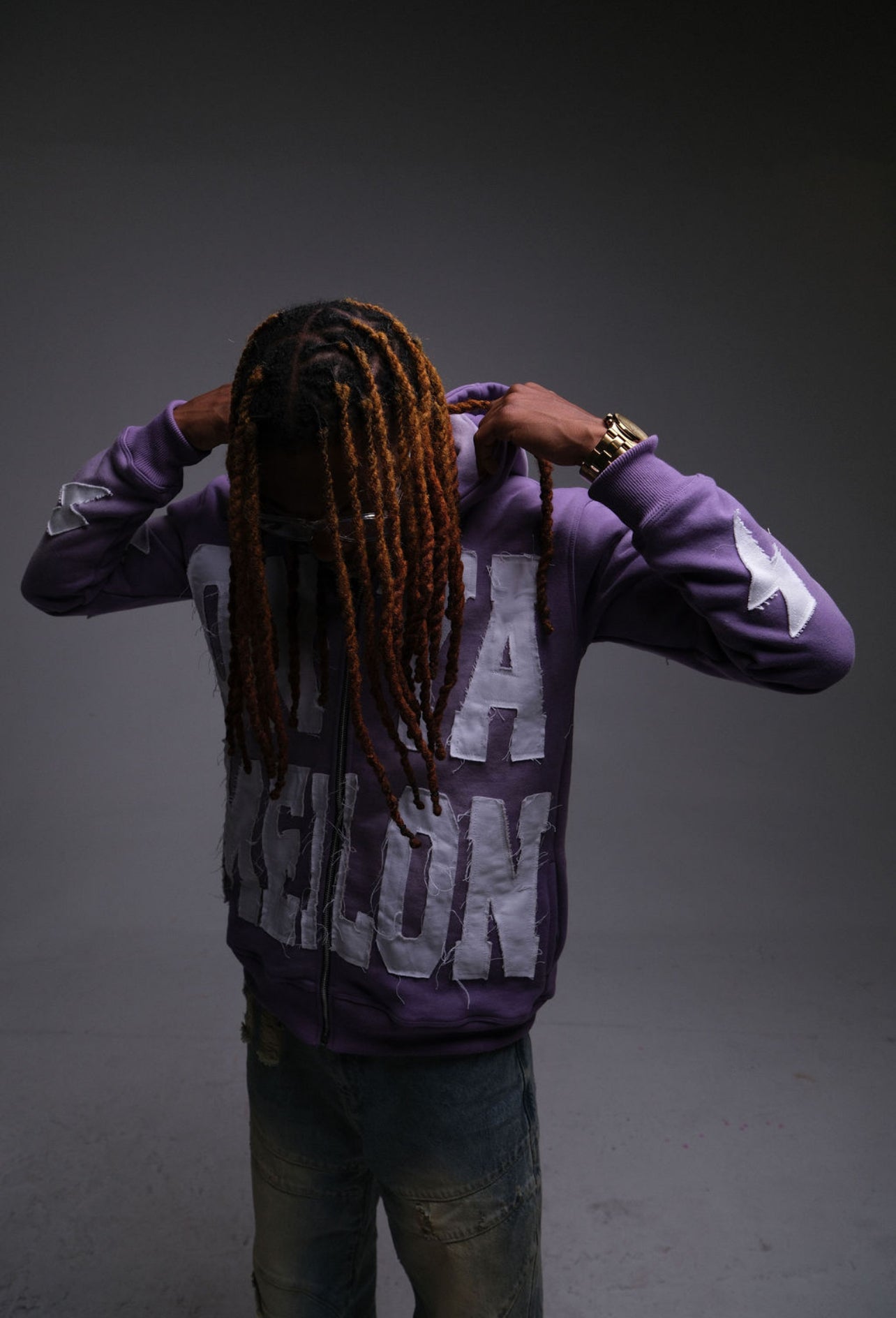 OnYaMelon AcidWash ZipUp Hoodie (Lavender)